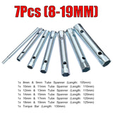 7/10Pcs 8-19mm 6-22mm Metric automotive dice box Wrench key set Tube Bar Spark-Plug Spanner for repair car av steel tool kit