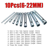7/10Pcs 8-19mm 6-22mm Metric automotive dice box Wrench key set Tube Bar Spark-Plug Spanner for repair car av steel tool kit