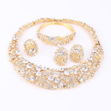 Nigerian Wedding African Beads Jewelry Sets Crystal Necklace Sets Silver Color Jewelry Set Wedding Accessories Party