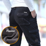 Fleece Warm Winter Cargo Pants Men Casual Loose Multi-pocket Men's Clothes Military Army Green Khaki Pants