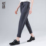 Toyouth Women Pants Loose Harem Pants For Women  Mid Wasit Ankle Length Trousers With Drawstrings For Spring Autumn